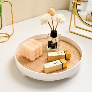 Round Wooden Tray Rustic Decorative Tray Fall Home Decor Serving Tray Farmhouse Coffee Table Decor Circle Tray