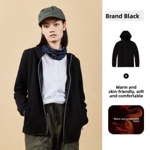 Jeep | Jeep Outdoor Windproof Warm Knitted Jacket Women Lightweight Breathable Hooded Open Cardigan Organic Cotton Commute Style