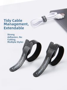 Self-Adhesive Cable Ties Desk Organizer Magic Sticky Rope Computer Wire Bundle Earphone Charger Power Data Cable Management 50pcs