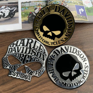 ฮาร์เลย์เดวิดสันสติ๊กเกอร์ลายหัวกะโหลกโลหะดัดแปลง3D โลหะถังน้ำมันสติกเกอร์หางโลโก้เฉพาะตัวตกแต่งรถจักรยานยนต์ฮาร์เลย์48/เด็กชายอ้วนพิเศษ/1200T/Xr 120