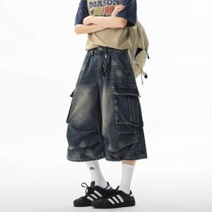 Summer Thin Straight Leg Mens Denim Shorts Casual Versatile mid Waist Cotton Stretch Jeans Youthful Trendy Workwear Pants