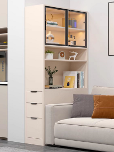 Nordic Style Sofa Side Table Corner Cabinet Gap Shelf Solid Wood Bookcase Side Pullout Narrow Cabinet for Storage And Decor