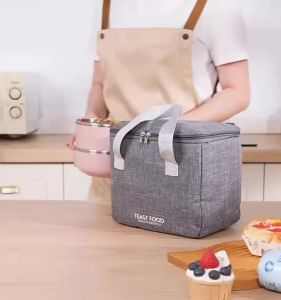 Waterproof Insulated Food Bag Cationic Fabric Portable Bento Bag D04