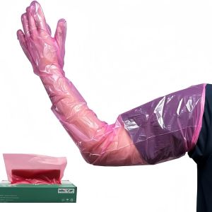 100Pcs Disposable Soft Plastic Vet Gloves Durable Disposable Farm Gloves Long Arm Veterinary Examination Rectal Examination