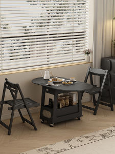 Italian Style Folding Mini Coffee Table with Stool by Zoston Solid Wood Two-Person Small Dining Table for Home Living Room