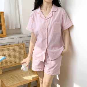 Pure Cotton Summer Sleepwear Womens Casual Thin Short Sleeve Home Clothes Sweet Style Button Decoration Comfortable Nightgown
