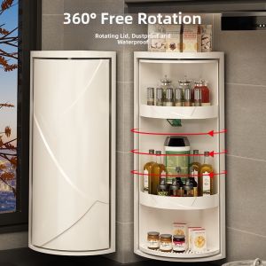 Spice Rack Organizer Dustproof Storage Rotatable Triangle