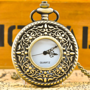 Retro Bronze Steampunk Openwork Flip Quartz Boys And Girls Student Necklace Commemorative Pocket Watch