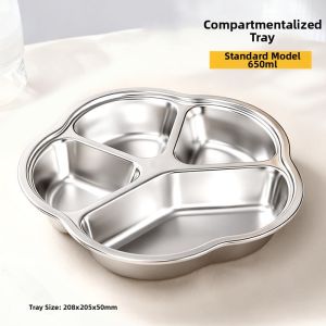 BAICHANG | Non-slip Sectioned Feeding Plate Stainless Steel