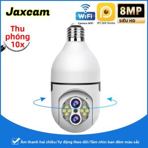 Camera Bóng Đèn 4K 8MP E27 Với Zoom 10X Tự Động Theo Dõi Camera Giám Sát WiFi Trong Nhà Đèn Pha An Ninh Gia Đình Camera IP Màu Trắng
