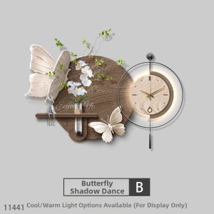 RUIBAHAO | Butterfly Design Wall Clock Decorative Picture for Living Room Dining Area