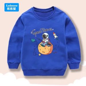 Lolocee Áo Nỉ Trẻ Em Cổ Tròn Dài Tay Dễ Thương In Hình Hành Tinh Thời Trang Bé Trai Áo Chui Đầu Hàng Đầu Cho Bé Tập Đi Trẻ Em Hàng Ngày Mặc Cotton Polyester