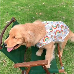 Áo ba lỗ thun lỗ dệt kẻ thoáng khí mùa hè cho chó to lớn và vừa in hình - Đen Ta Pet shop