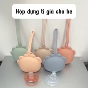 Hộp đựng ti giả silicone cho bé yêu có móc treo tiện lợi phong cách hàn quốc có thể tiệt trùng được
