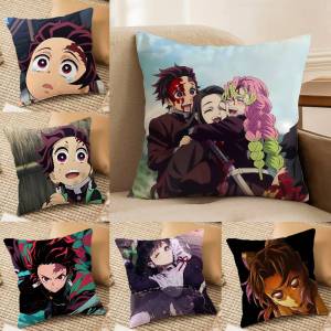 Bandai | Demon Slayer Hashira Collection Anime Plush Pillow Cover Soft Short Plush Cushion Cover For Sofa Bedroom Home Decor Gift