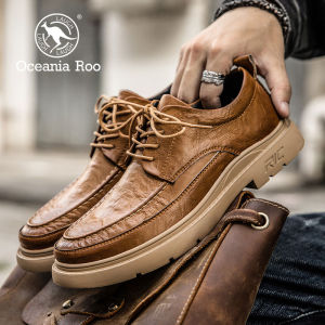 Leather Business Casual Mens Shoes Autumn Winter Work Retro British Style Large Size 45 Oceania Roo Fashionable Flat Footwear