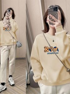 Áo Nỉ Cổ Tròn Dài Tay Rộng Rãi Thời Trang Phong Cách Hàn Quốc Thường Ngày Mùa Thu Cho Nữ Chất Liệu Cotton Thoải Mái