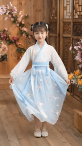 Girls Hanfu Ruqun Chinese Performance Dress Princess Choir & Guzheng Traditional Costume for Children Girl DS03