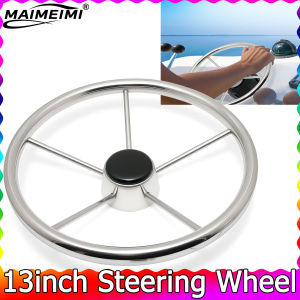 13 Inch Boat Stainless Steel Steering Wheel Mirror Polished Steering Wheel For Marine Yacht Boat Accessories 5 Spoke