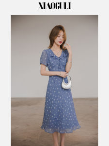 Slimming V-Neck Maxi Dress Summer Style Gathered Waist Pleated Skirt Womens Fashionable Commute Short Sleeve City Wear