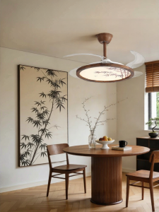 DGY | Aesthetic Walnut Wood Silent Eye-Protective Ceiling Fan Light