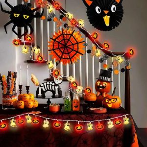 Cartoon Halloween String Lights 10/20 LED Ghost Pumpkin Fairy Lights Kids Party Bedroom Easter Festival Home Decor