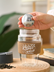 PO: Magical Magnetic Tea Separation Tumbler Glass Tea Cup-355ml CORK VERSION