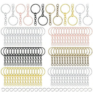 30/50pcs Metal Blank Keyring Keychain Split Key Ring with Chain Climbing Buckles Carabiner Keychain Rings AccessoriesDIY Crafts