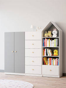 Comparable Bear Solid Wood Childrens Wardrobe Storage Cabinet Household Bedroom Modern Minimalist Small Wardrobe Simple Assembly Bookshelf