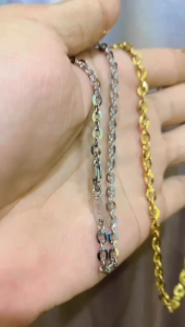 Bonus CIncin - Kalung Rantai Titanium Model Nori Kaca Kait Lobster Kode Embos 750 Anti Karat Pria Dan Wanita Tersedia Ukuran 05mm/06mm/08mm