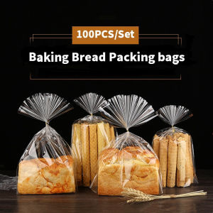 100pcs Bread Packaging Bag Clear Toast Bags Bread Plastic Bag for Cookies Donuts Sandwich Thick Packaging Bag
