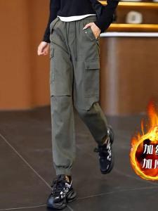 กางเกงทรงฮาราจูกุลำลองสำหรับผู้หญิง กางเกงขายาวทรงหลวมสไตล์เกาหลีสำหรับฤดูใบไม้ผลิและฤดูร้อน กางเกงขายาวทรงหลวมสำหรับกลางแจ้ง