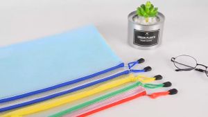 A4 Transparent File Bag Paper Storage Folder Zipper Bag School Office Colorful Bag