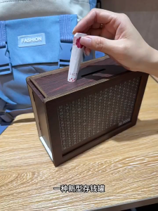 DIY Upgraded version  Reusing acrylic sheets Piggy Bank Wood Coin Banks Cash Box Reusable Save Money Box Souvenirs Tabu0ng Kayu