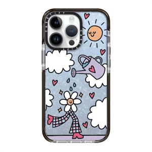 KIKI Original Glitter CASE.TIFY Cute Phone Case for iphone 14 14Pro 14ProMax 11 12 13promax Creative Cartoon Garden flower artistic Doodle pattern Shock-proof soft case High quality air cushion protection Official New Design