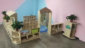 Double-sided Magnetic Blackboard with Storage Cabinet for Children Use in Kindergarten and Home