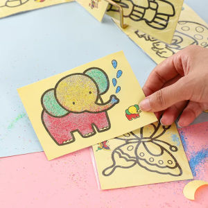20Pcs DIY Sand Painting Toy Set for Kids Gift Cartoon Animal Car Series Art Supplies Simple Kindergarten Coloring Book