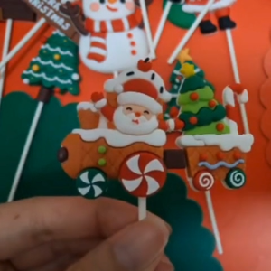 [READY STOCK] Christmas cupcake toppers in 3D - decorative cake picks with many design available- stick included