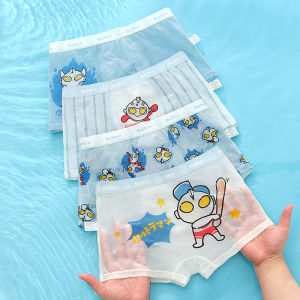 กางเกงบ็อกเซอร์ชายผ้าโมดอล ผ้าไหมน้ำแข็ง ทรงบ็อกเซอร์ ทรงบาง กางเกงบ็อกเซอร์ผ้าฝ้ายแท้สำหรับเด็กชาย ผ้าฝ้ายแท้ 4 ชั้น ระบายอากาศได้ดี ป้องกันแบคทีเรีย