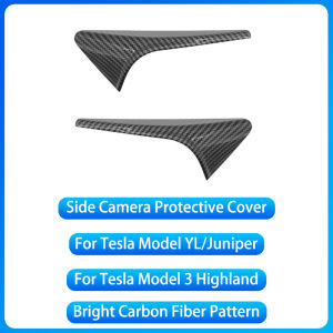 For Tesla Model YL Model Y Juniper 2026 Model 3 Highland ABS Carbon Pattern Side Camera Cover ABS Leaf Board Sticker Accessories