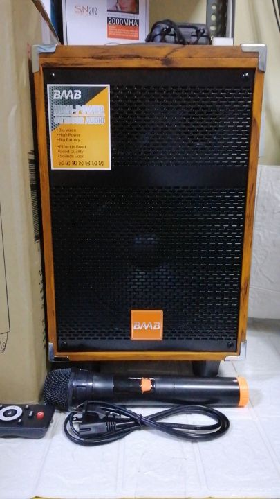 BAAB BQ-8 PORTABLE SPEAKER WOODEN KARAOKE (LOUD AND CLEAR