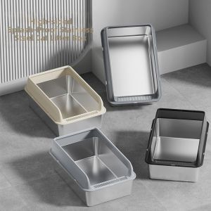 ZHUOLESHI | Stainless Steel High-wall Extra Large Open-top Cat Litter Box