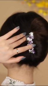 F4 Sirkam Sanggul Logam 9cm Impor Aksen Permata Warna Emas 5 Taring Alloy Hair Comb RB766 RB768