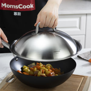 Momscook Pot Lid 304 Stainless Steel Wok Iron Pot Steamer Suitable for 28/30/32/34/36cm High Arched Lid Kitchen Cooking Utensils