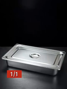 Khay inox GN 1/1 có nắp đựng topping thạch trà sữa