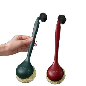Long Handle Pot Scrubber Kitchen Essential Non-Stick Pan Dishwashing Steel Wool Brush for Home Cleaning Sweet Xin Brand
