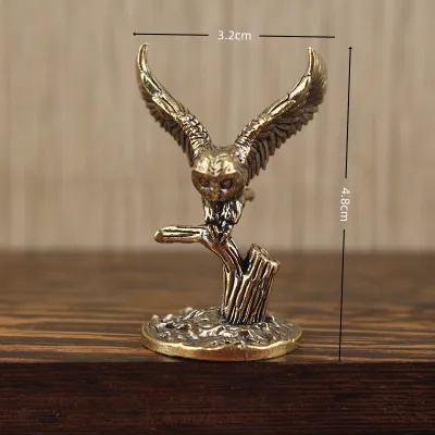 Owl Ornament Figure Home Decor Animal Spreading Wings Owl Brass Ornament Retro Bronze Statue Desktop Decoration francais