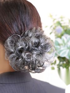 Womens Flower White Wig Middle-Aged and Elderly Curly Hair Big Hair Bud Large Hair Tie Hair Comb Hair Bag Hair Bun Extensions Hair Accessories Headdress