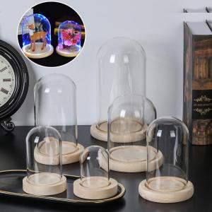 UUMIR Terrarium Tabletop Home Decor Transparent Bottle Jar Terrarium Wooden base Flower Storage box Dust Cover Glass cloche
