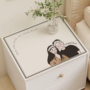 Modern Minimalist Bedside Table Leather Cover Dustproof Waterproof Luxury Tablecloth Silicone Material Plant Floral Pattern